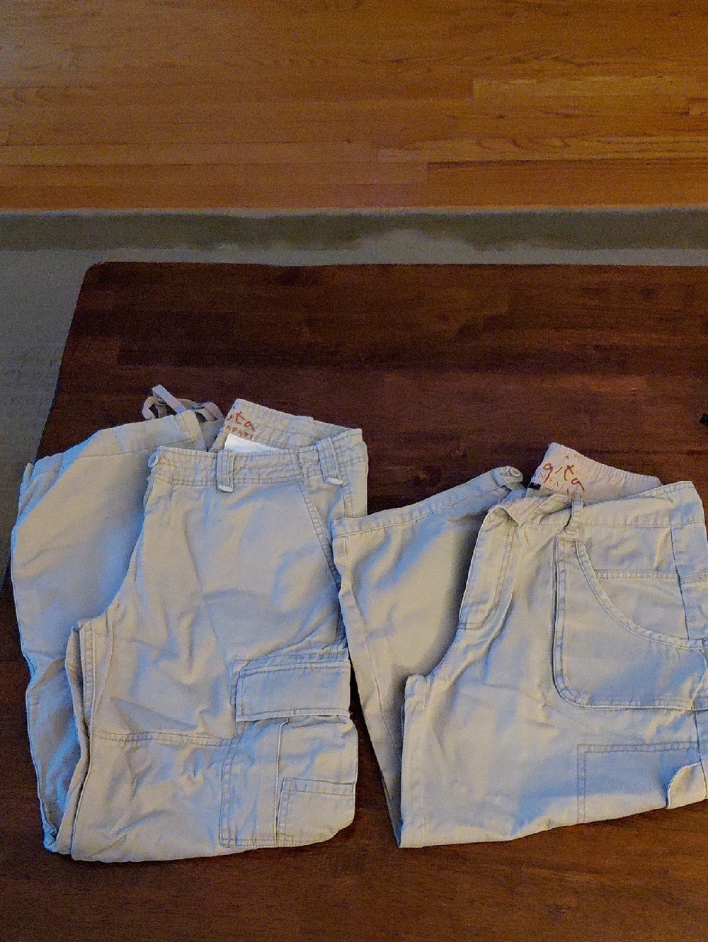 Light Khaki Women's Casual Utility Style Pants.